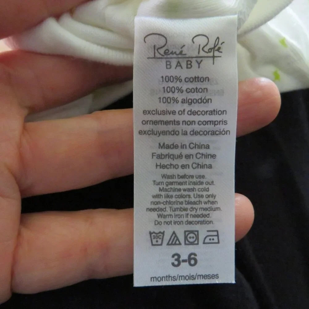 Baby White w Green Stars Rene Rofe Bodysuit 3-6 mts 100% cotton